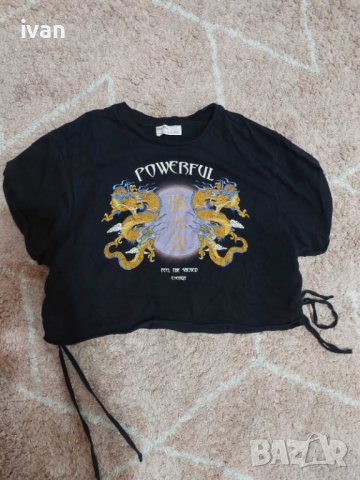 Черна тениска със щампа, снимка 1