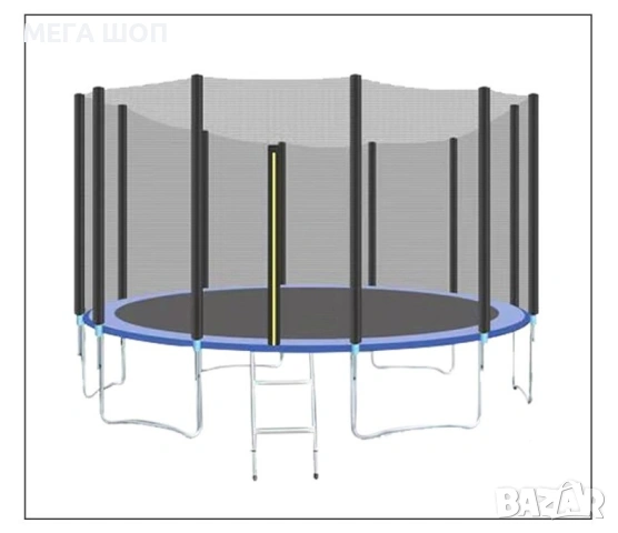 Ултра здрав портативен батут със защитна мрежа батут с размер 2,44 м. в диаметър +  стълбичка, снимка 2 - Други - 53879635