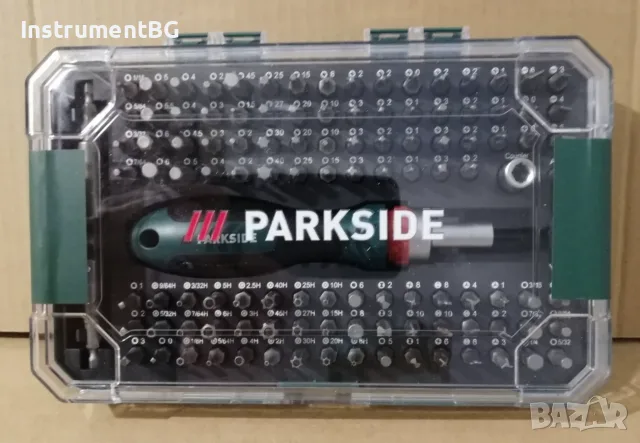 Комплект отвертка с тресчотъчен механизъм и битове Parkside - 115 части