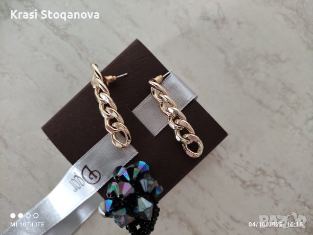 Обеци в Златист Цвят - Висящи , снимка 7 - Обеци - 38218581