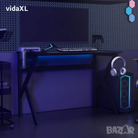 vidaXL Гейминг бюро с K-образни крака, черно, 110x60x75 см, снимка 3 - Бюра - 56146843