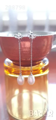Уникални обеци от естествени перли и сребро, снимка 10 - Обеци - 49325806