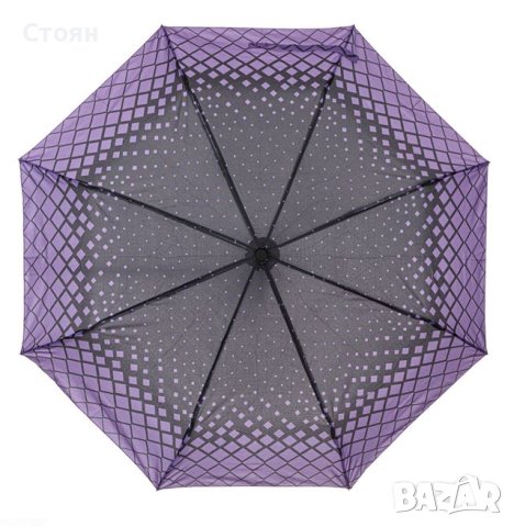 Автоматичен сгъваем чадър за дъжд с черен лилав диамант 29 см
