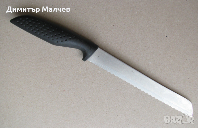 Кухненски нож Solingen за хляб 33 см вълнообразен пластм. дръжка, съвсем запазен, снимка 4 - Прибори за хранене, готвене и сервиране - 44711307