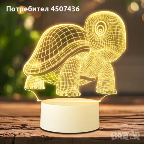  Холограмна 3D LED лампа-Костенурка , снимка 3 - Настолни лампи - 51182372