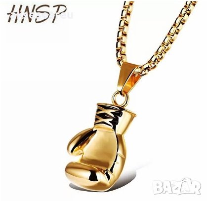 Колие боксова ръкавица верига от неръждаема стомана боксьорска ръкавица за мъже мъжки хип-хоп спортн