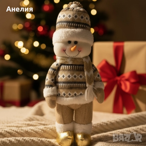 Коледна играчка Снежен човек с плетен костюм , снимка 2 - Декорация за дома - 52121464