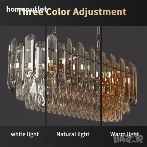 ПРОМОЦИЯ Кристален полилей с атрактивен дизайн WISFOR JJ-ZZ138-60-CGY-WF, снимка 5 - Полилеи - 50192065