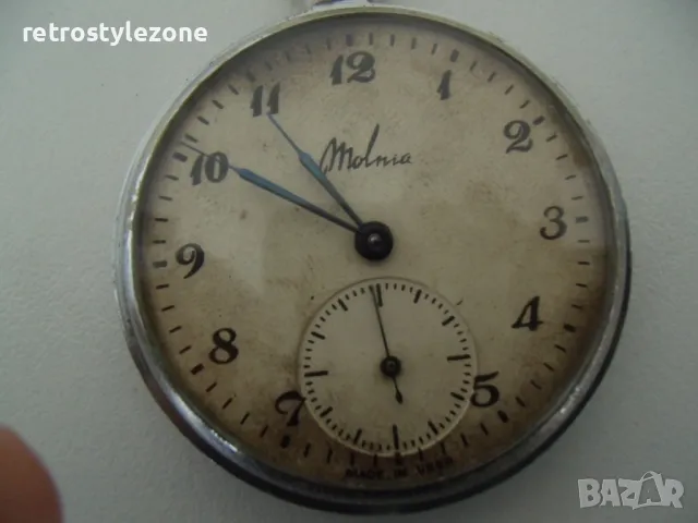 № 8056 стар джобен часовник - Molnia   - механичен  - работещ / профилактиран /  - соц.период / СССР, снимка 3 - Други ценни предмети - 50337703