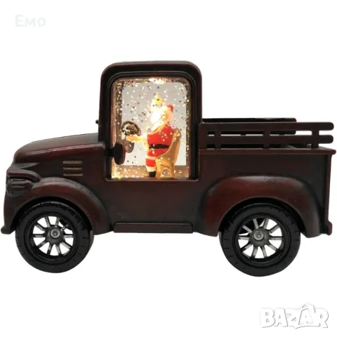 Ретро светеща коледна декорация: Кола с Дядо Коледа, снимка 5 - Декорация за дома - 47839030