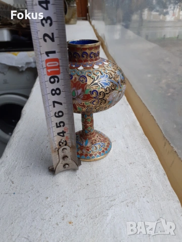 Клоазоне cloisonne клетъчен емайл бронз ваза амфора, снимка 7 - Антикварни и старинни предмети - 53335651