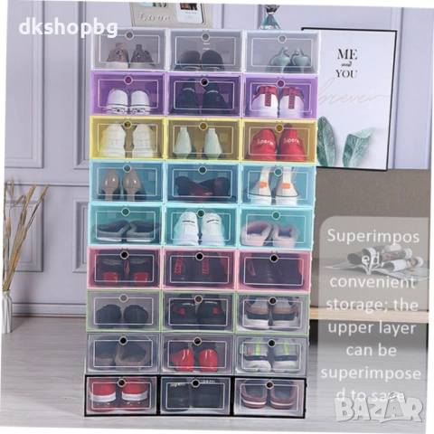 4948 Кутия за обувки XL 33x24x14 см – Прозрачен органайзер с предно отваряне, снимка 6 - Други стоки за дома - 54347899