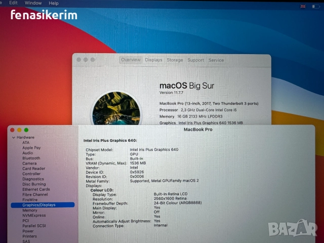 13.3' Core i5 Apple MacBook Pro Mid 2017 16GB RAM/256GB SSD/Бат 6ч, снимка 6 - Лаптопи за работа - 52672304