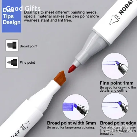 60 броя Двустранни арт маркери, Комплект алкохолни маркери, снимка 4 - Други - 49119597