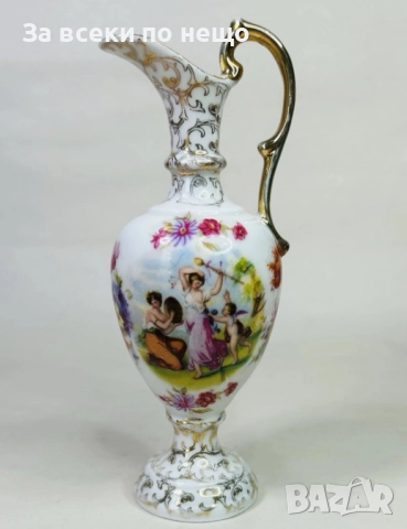 Ваза ръчно изрисувани със сцени от митологията и великолепни дрезденски цветя и букети Код P1634, снимка 8 - Декорация за дома - 52924710