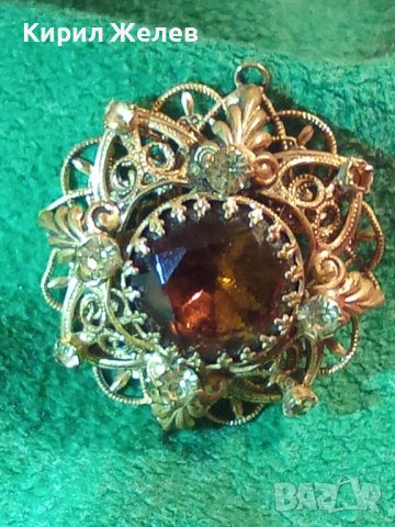 19 ВЕК ФИЛИГРАНЕН ПОЗЛАТЕН БРОНЗОВ СКЪПОЦЕНЕН ПЕНДАНТ с ЦИТРИН и ЦИРКОНИЙ ЮВЕЛИРНА ИЗРАБОТКА 22280, снимка 3 - Антикварни и старинни предмети - 33051731
