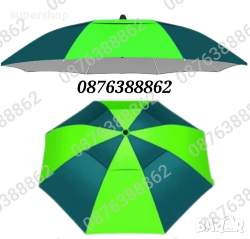 ПРОМОЦИЯ! Плажен чадър с чупещо рамо, УВ защита, калъф, колчета, тризъбец 190см., снимка 4 - Градински мебели, декорация  - 51037089