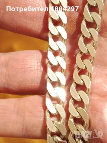 Сребърен синджир тип панцер, снимка 2 - Колиета, медальони, синджири - 54272584