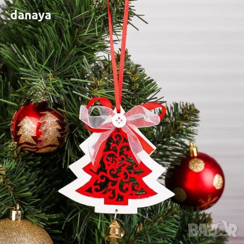 2520 Дървена играчка за елха Елхичка със звънчета, 9см, снимка 2 - Декорация за дома - 34889524