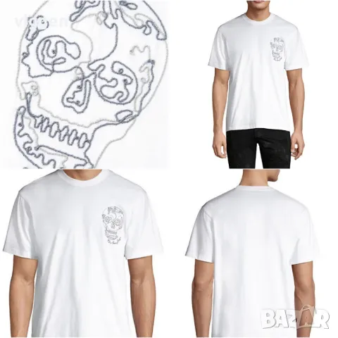 Нова оригинална фланелка The Kooples с бродиран череп. Цвят бял. Размер М. Топ цена 45лв., снимка 13 - Тениски - 50223456