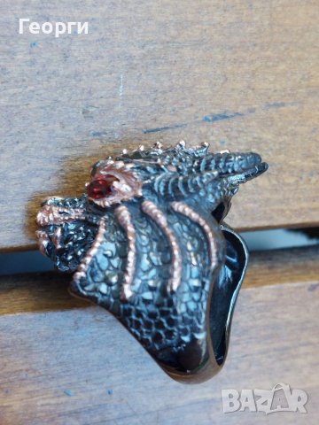 Красив масивен африкански сребърен пръстен Дракон, снимка 7 - Пръстени - 37787577