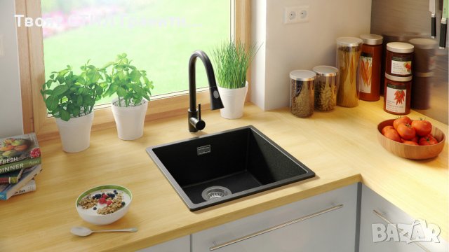 Кухненска Мивка от Гранит модел Лондон Слим 460 x 440 мм - графит, снимка 5 - Други - 38223311