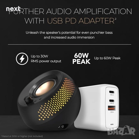 Озвучителна система reative Pebble X Plus, 2.1, USB-C, RGB подсветка, снимка 8 - Аудиосистеми - 52581426