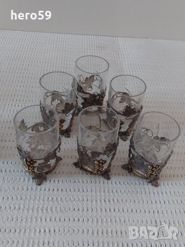 Руски сребърни чаши с кана-сребро 84 и кристал, снимка 13 - Антикварни и старинни предмети - 35623818