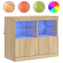 vidaXL Сайдборд с LED светлини, сонома дъб, 81x37x67 см, снимка 1