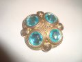 РЕТРО АРТ БРОНЗОВА БРОШКА със СИНИ КРАСИВИ КРИСТАЛИ 41520, снимка 5
