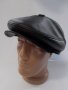 Мъжка кожена шапка каскет,черна-21, снимка 1