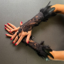 Официални черни ръкавици без пръсти с пера- 3008