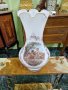 Превъзходна голяма много красива антикварна белгийска ваза Опалина , снимка 2
