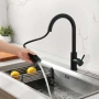 Home & Garden by Albena – Кухненски смесител с издърпващ се душ, матово черен, снимка 1