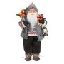 Дядо Коледа с фенер и подаръци, Сив костюм, 46см