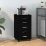 vidaXL Шкаф с чекмеджета с колелца, черен, инженерно дърво, снимка 2