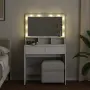 vidaXL Тоалетка с LED, бяла, 80x41x134,5 см, снимка 3