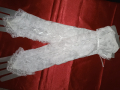 Нови бели дълги дантелени ръкавици без пръсти  40 см 