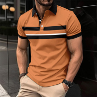 Мъжка поло риза с контрастна яка и райе, 6цвята , снимка 2 - Ризи - 44760716