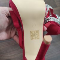Червени Дамски Обувки на ток, снимка 7 - Дамски обувки на ток - 34266844