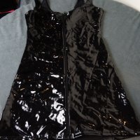 Noir Handmade M/L нова лачена/винил къса рокля с цип отпред, снимка 10 - Рокли - 42486927