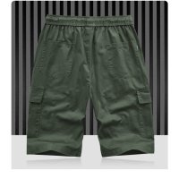 Мъжки карго къси панталони с джоб с шнур с еластична талия, 4цвята - 023, снимка 5 - Къси панталони - 40540502