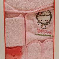 Турски бебешки комплект за баня 4 части 100% памук, снимка 3 - За банята - 40373567