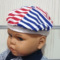 Нова бебешка моряшка барета червено, синьо и бяло възраст до 6 месеца, снимка 1 - Бебешки шапки - 29976191