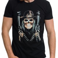 Нова мъжка тениска с дигитален печат Череп с пистолети, снимка 1 - Тениски - 29050863