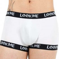 мъжки прашки, еротични боксерки марка Lookme, бели, с фирмено лого на ластиците, снимка 3 - Бельо - 26580341