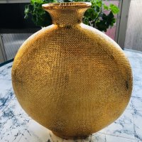 “Златна”плетена ваза,Холандия, снимка 2 - Вази - 30478670