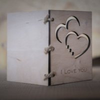 Дървена картичка - I love you, снимка 5 - Романтични подаръци - 35401936