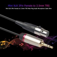 Mini XLR 3Pin Female to 3.5mm TRS Male Plug Microphone Cable Wire - AKG ДОЗА КАБЕЛ ДИСТАНЦИОННО , снимка 2 - Микрофони - 30706694