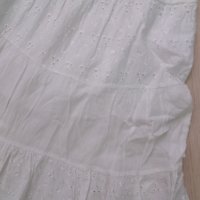 Бяла памучна пола с бродерия и подплата , снимка 2 - Поли - 29308590